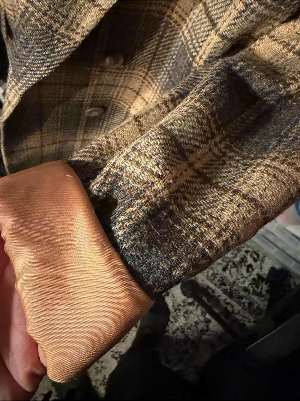 Plaid Double-Breasted Blazer- 100% wool